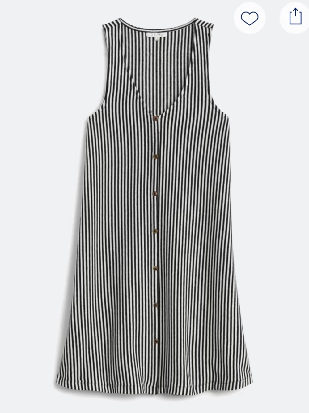 Z Supply Black & White Striped Button Detail Knit Dress